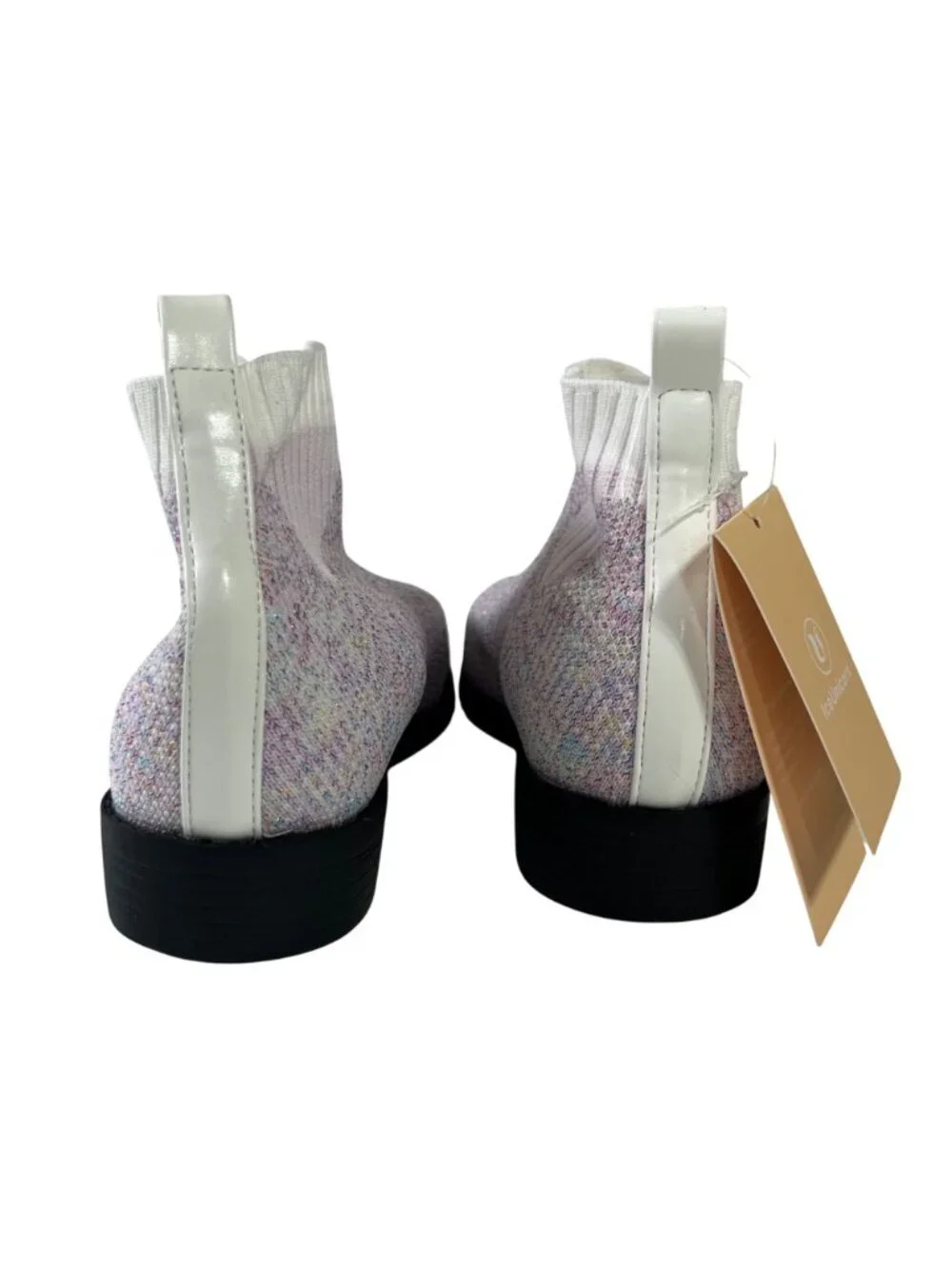 IceUnicorn Sparkly Knit Ankle Boots Girls Size 34 US Size 3 New Pull Tabs